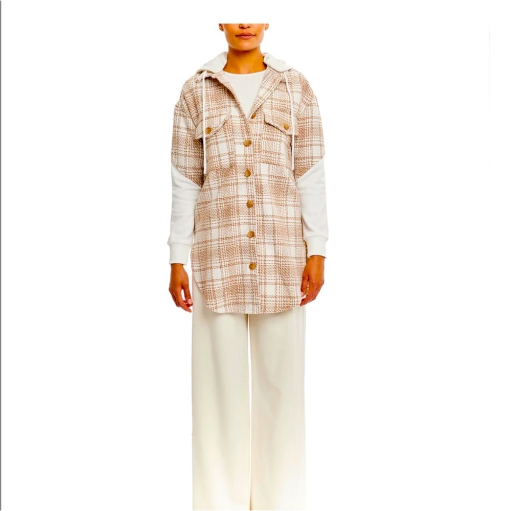 LBLC The Label Mikenna Plaid Hoodie Button Up Brand New Still in Packaging Sz M
